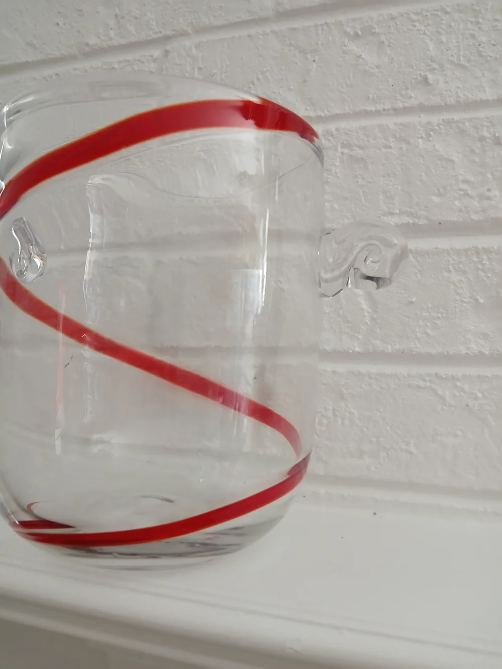 Pier 1 Discontinued Swirline Swirl Red Ice Bucket Container‎ Blown Glass